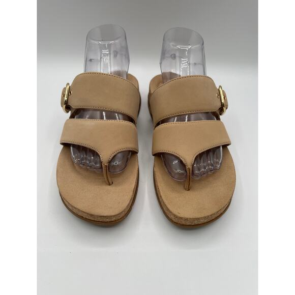 CLARKS REILEIGH PARK DOUBLE STRAP LEATHER COMFORT THONG SANDAL BEIGE NUBUCK 9M - Picture 5 of 11